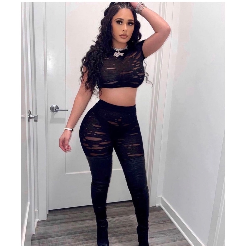 Black 2 piece cut mesh set